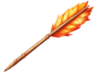 Colorful feather quill pen on white isolated background. transparent background