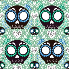Halloween monsters seamless skulls pattern for wrapping paper and fabrics