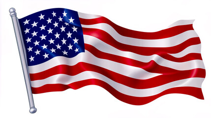 Fototapeta premium The flag is depicted with its iconic red and white stripes and blue field with white stars, in a flat and clear style.