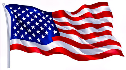 Obraz premium The flag is depicted with its iconic red and white stripes and blue field with white stars, in a flat and clear style.