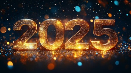 2025 Happy New Year, Sparkles, glitter, banner background