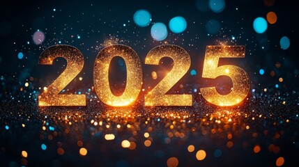 2025 Happy New Year, Sparkles, glitter, banner background