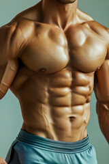 Fototapeta premium Six-pack abs on a toned stomach, realistic and detailed.