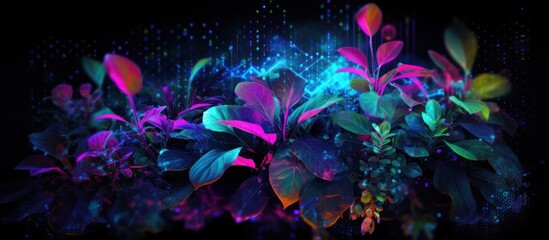 Neon Leaves in a Digital Landscape