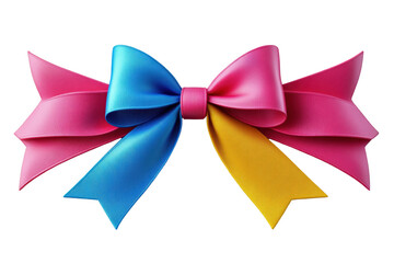 Colorful ribbon bow, isolated on white background. transparent background