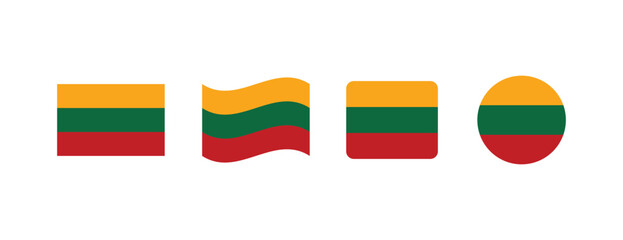 Vector Lithuania flag. Set of Lithuania Flags Collection. 
