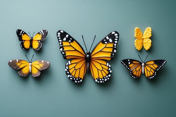 Educational chart on the lifecycle of a butterfly, pinned on a classroom wall, showing the stages of growth and learning about nature