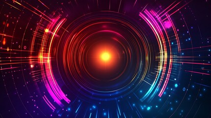 Fototapeta premium Abstract glowing circle with neon light.