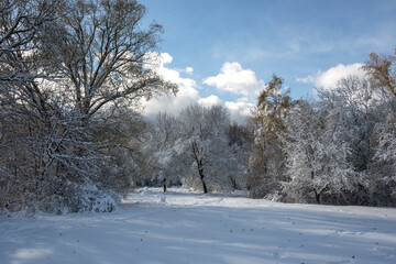 Winter panorama of South Park  in city of Sofia, Bulgaria