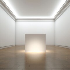 Empty Gallery with a White Plinth