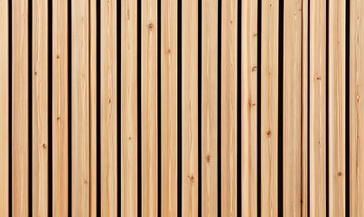 Fototapeta premium Wall made of wooden panels. Vertical wooden slats for facade cladding. Timber stripes made of beige pine. A modern plank surface for interior and exterior design. 