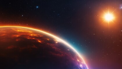 Fototapeta premium Vibrant Waves - A Journey Through Cosmic Light, HD, Dynamic Range