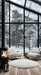 Interior design living room with fireplace. 