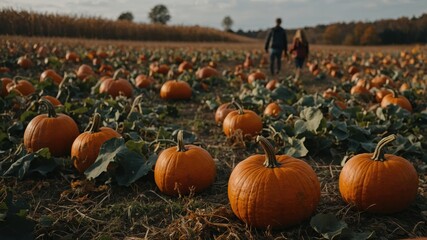 Pumpkin patch in the field