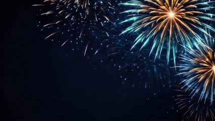 Fototapeta premium Colorful fireworks illuminate a dark sky, celebrating a festive occasion.