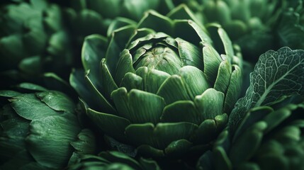 Close-up of fresh green artichoke amidst leaves