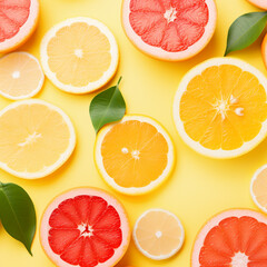 Obraz premium Sliced orange, grapefruit, lemon, 1:1 ratio