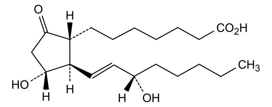 Chemical structure of alprostadil, drug substance