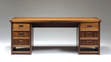 Elegant wooden desk with spacious drawers, perfect for home office or workspace. A blend of style and functionality.