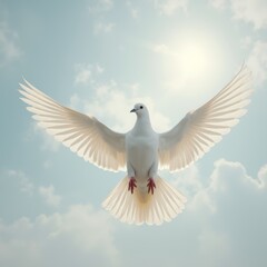 Fototapeta premium flying white dove symbolizing peace