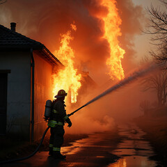 Obraz premium Firefighter in action
