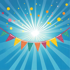 Colorful Party Bunting in Sunny Sky Celebration Background
