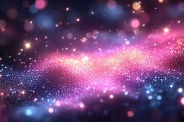 Abstract Burst Of Pink And Blue Cosmic Particles