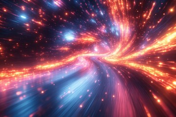 Obraz premium Abstract Energy Flow With Vibrant Particles And Light Streaks