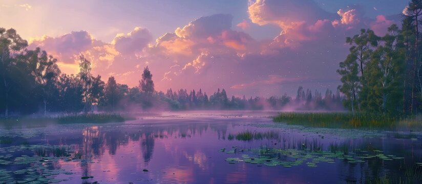 Everning Sky And Swamp Water