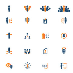 Fototapeta premium Universal business management and human resources icon set. Universal icons for web and mobile. Vector.
