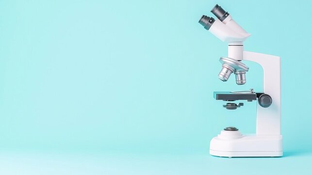 White microscope on a blue background.
