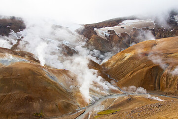Kerlingafjoll Iceland beautiful smoking red mountains landscape