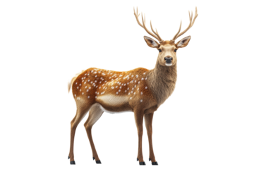 Stag with antlers, white isolated background. transparent background