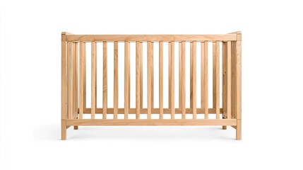 Wooden crib for baby in natural finish.