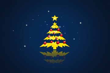 Obraz premium Vibrant Christmas tree glowing with colorful decorations against a dark starry background capturing the festive joy and magic of the holiday season with bright seasonal elements