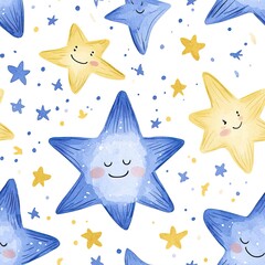 Seamless pattern with cute cartoon stars