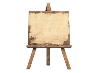 Wooden easel with blank canvas, white isolated background transparent background