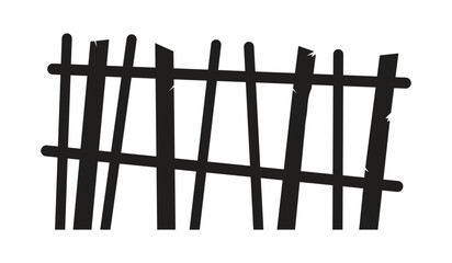 Vector Black Fence Silhouette Isolated On White. Black Fence For House. Fence For Halloween Element