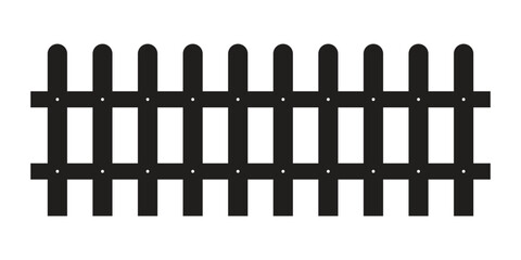 Vector Black Fence Silhouette Isolated On White. Black Fence For House. Fence For Halloween ElementArt & Illustration