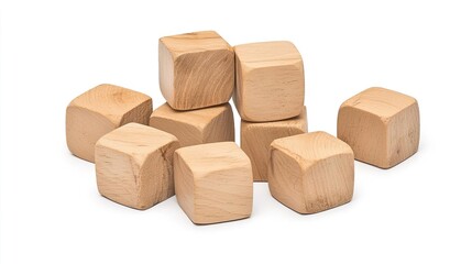 Twelve wooden square blocks isolated on white