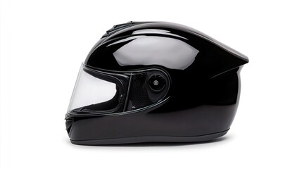 A motorcycle helmet on solid white background, single object