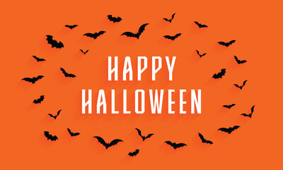 Vector Happy Halloween Celebration With Orange Background