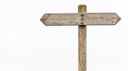 Blank wooden signpost with white background