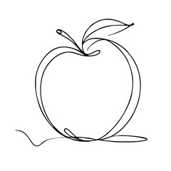 Plum. Icon. Vector drawing. One-line drawing. A simple drawing depicting a continuous line of a item plum.
