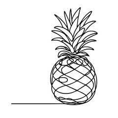 Pineapple. Icon. Vector drawing. One-line drawing. A simple drawing depicting a continuous line of a item pineapple.