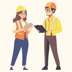 Architect discusses the project with the customer vector illustration