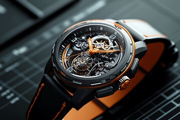 Obraz premium Interactive 3D model of a wristwatch, where users can view the inner workings, rotate the watch, and adjust the strap size in a realistic digital environment