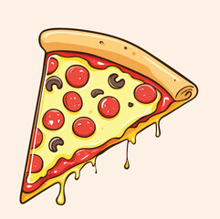 Flying slice of pizza cartoon vector illustration. fast food concept isolated vector. flat cartoon style