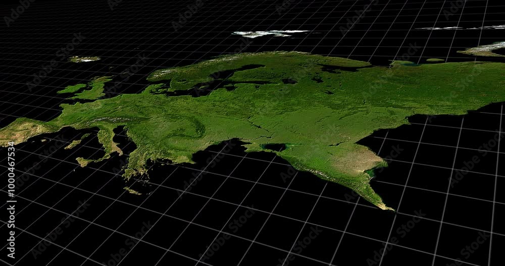 Aufkleber map, land grid and graphic of world aerial view for topography, location and earth with global data 