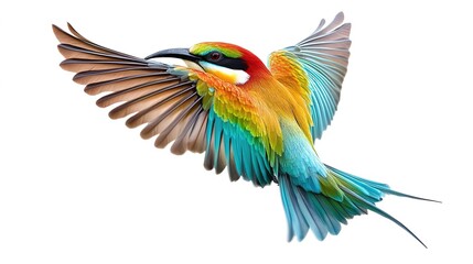 Obraz premium A beautifully detailed illustration of a bee-eater bird in flight, captured in full body